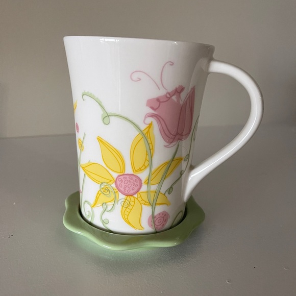 Spring Flowers Starbucks Coffee Mug / Tea Cup with Flower Coaster from 2006 NWOT - Picture 3 of 9